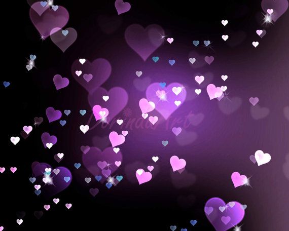 Heart Background Digital Purple Bokeh Overlay Pink Print