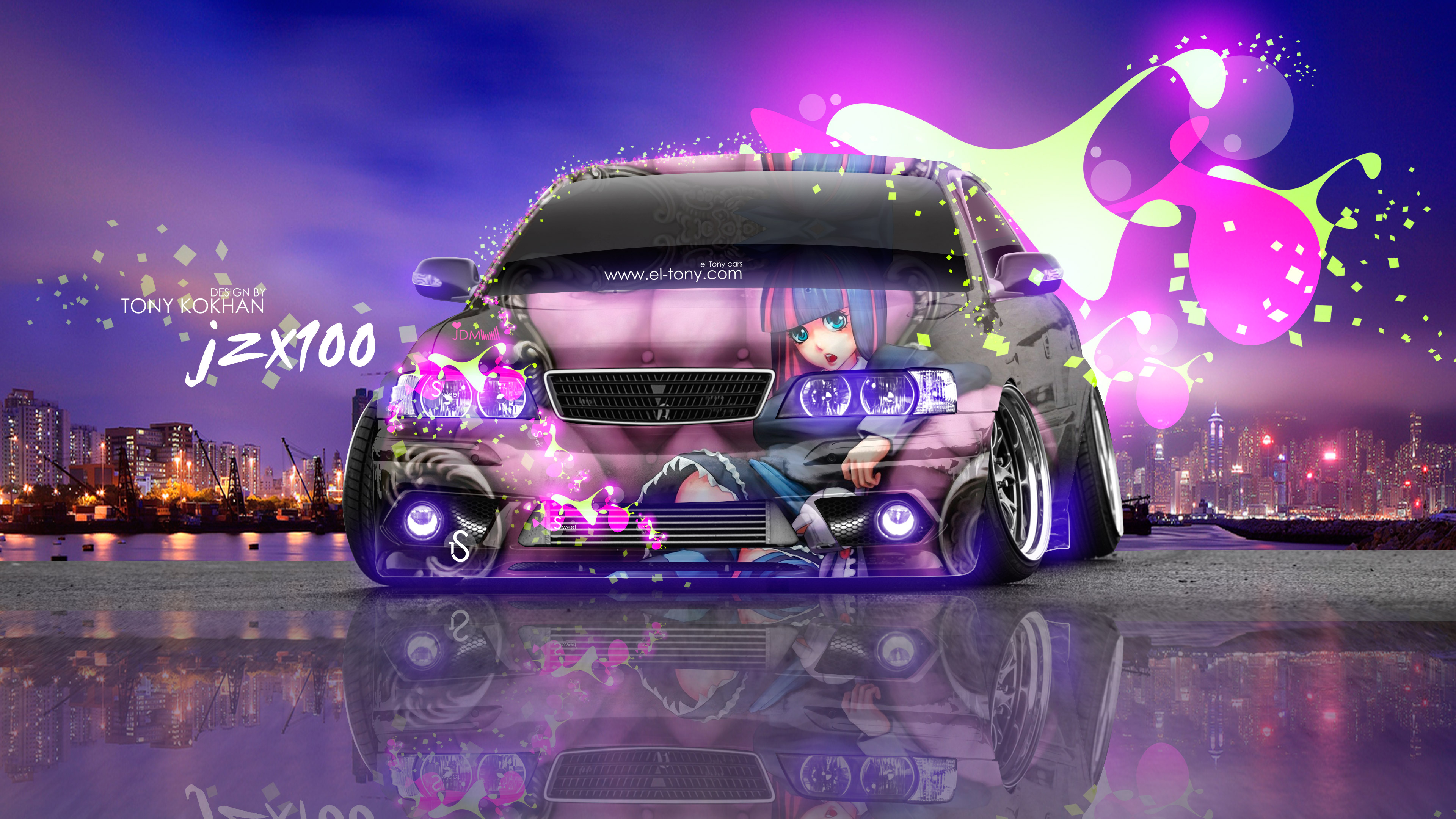 Anime Girl Racing Car Art 4K Phone iPhone Wallpaper #4670b