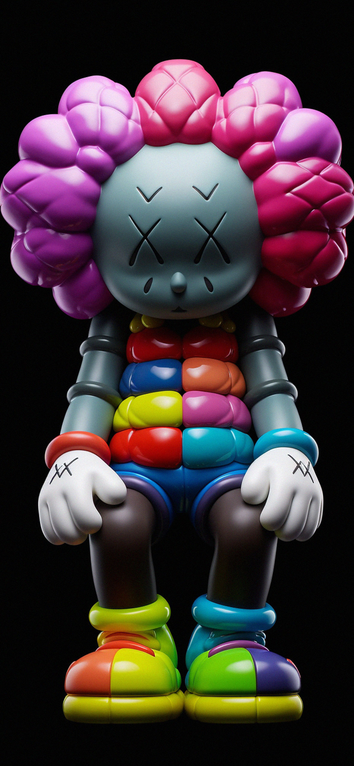 Kaws Clown Toy Black Wallpaper For iPhone