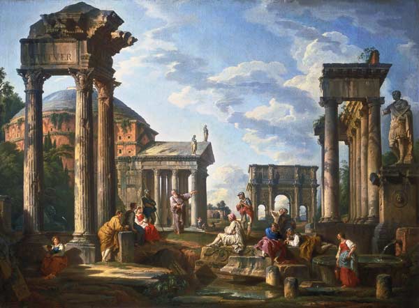 Roman Ruins with a Prophet   Giovanni Paolo Pannini as art print or