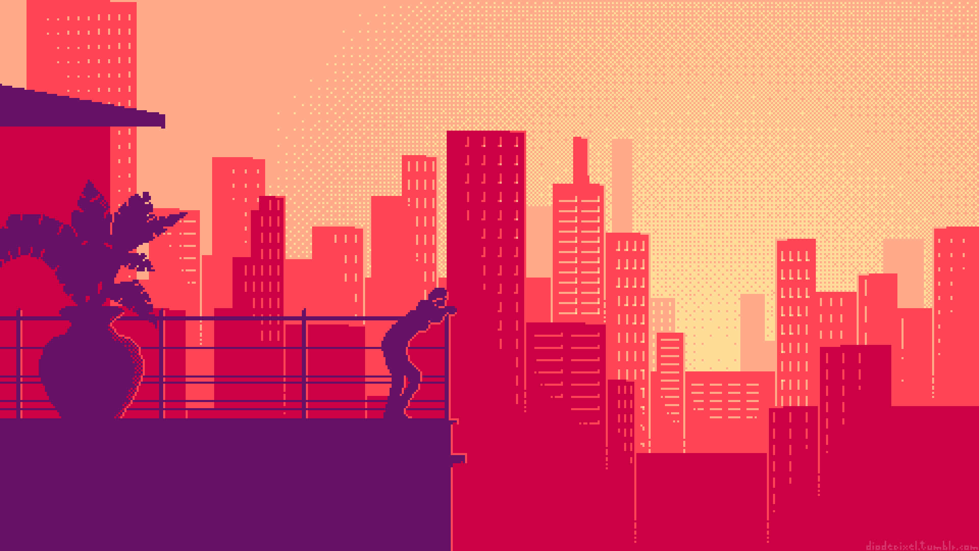 City Pixel Art Wallpaper