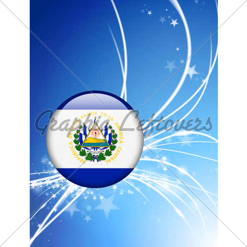 El Salvador Flag Button On Abstract Light Backg