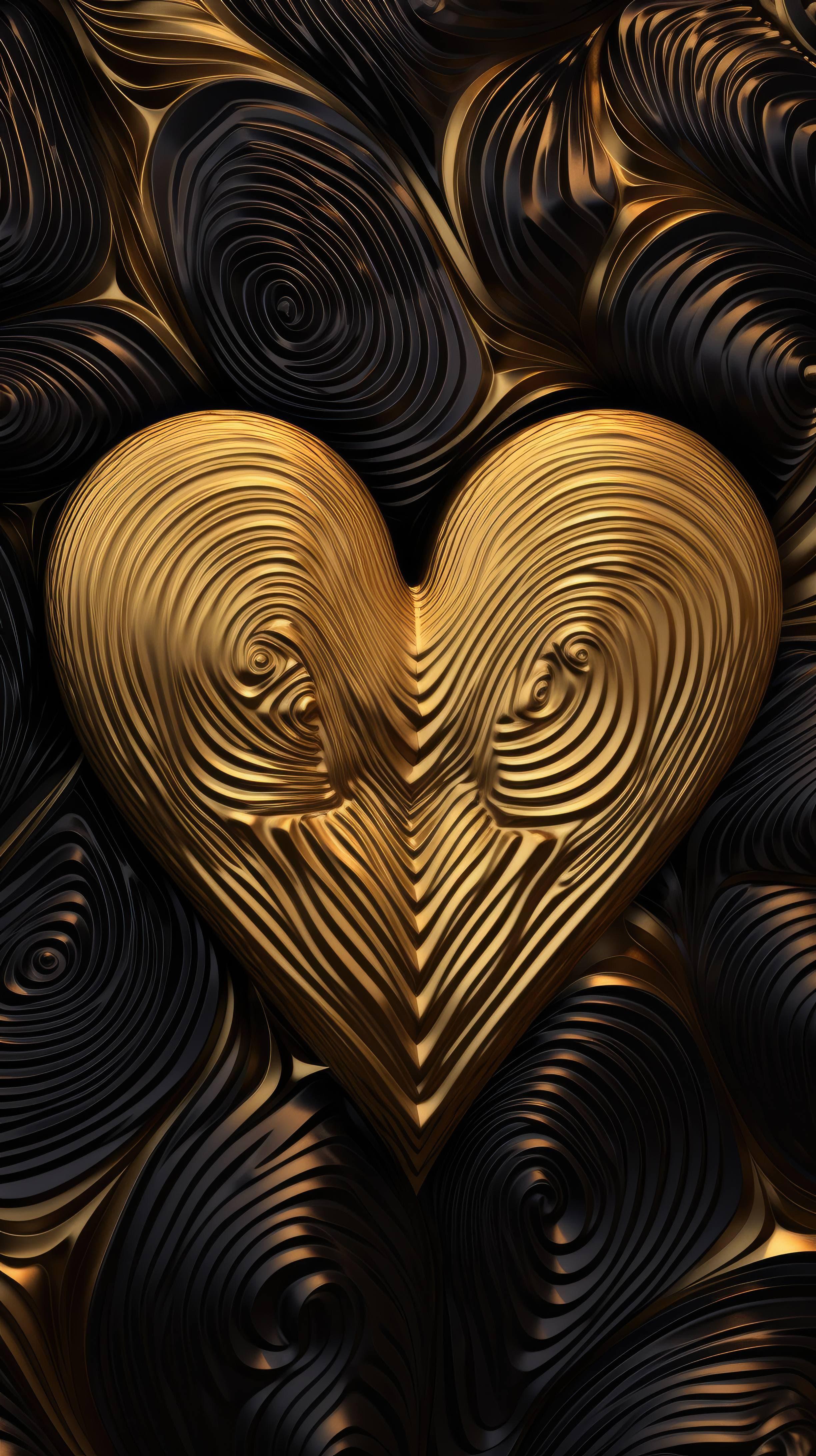 A 4K ultra HD mobile wallpaper with an abstract heart shaped