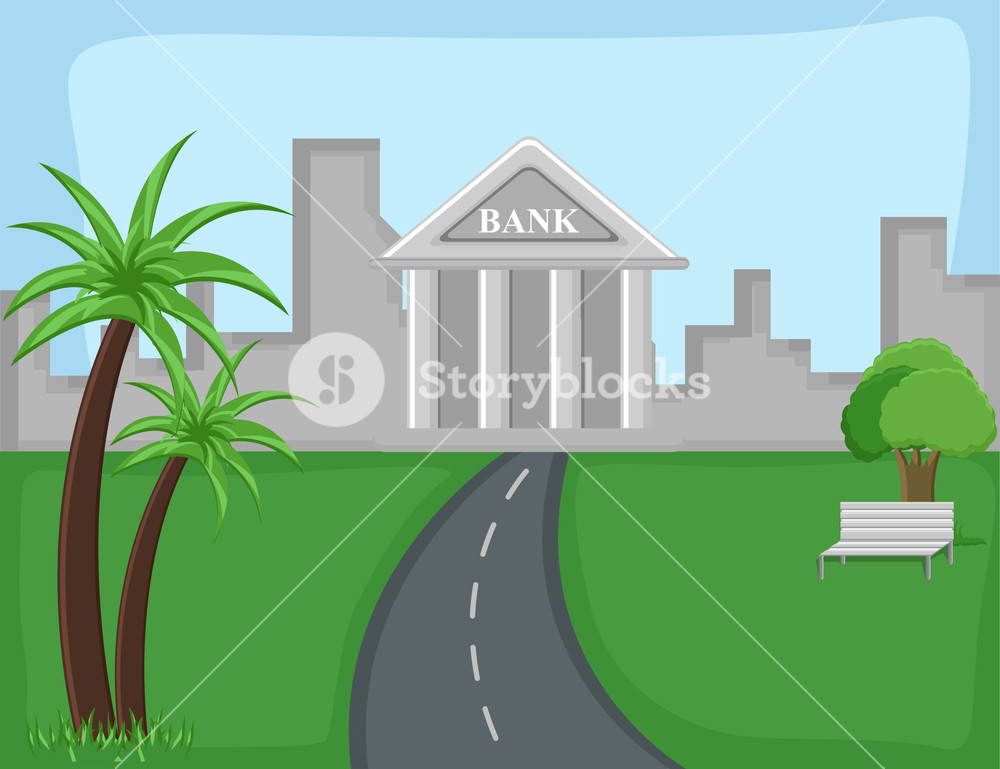 Bank   Cartoon Background Vector Royalty Free Stock Image