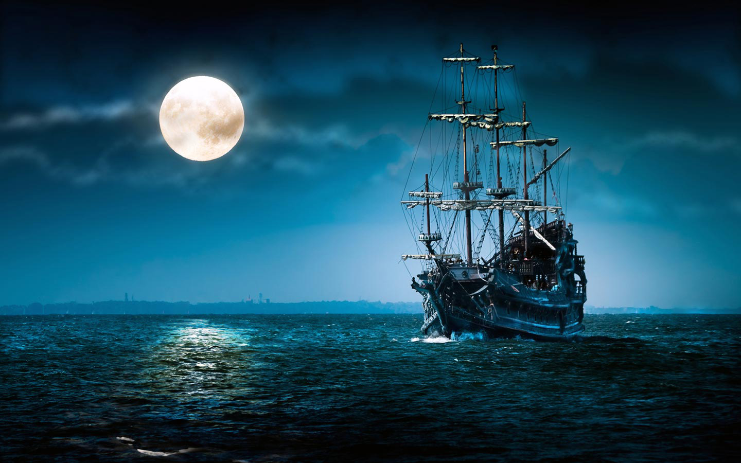 Wallpapers Ship Sail Ship Pirates Phosphorescence