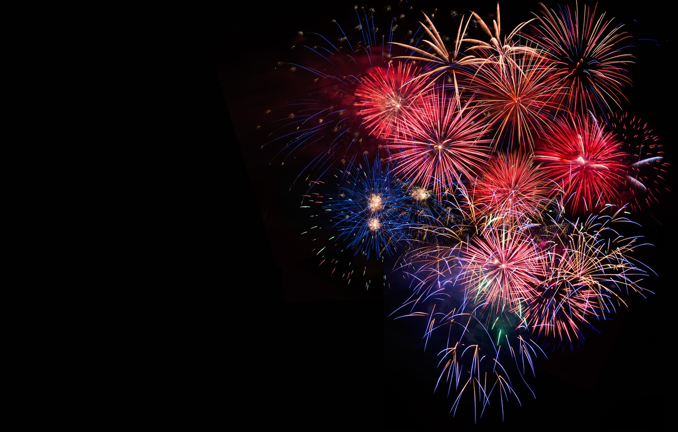 Wallpaper Salute Colorful New Year Fireworks Happy