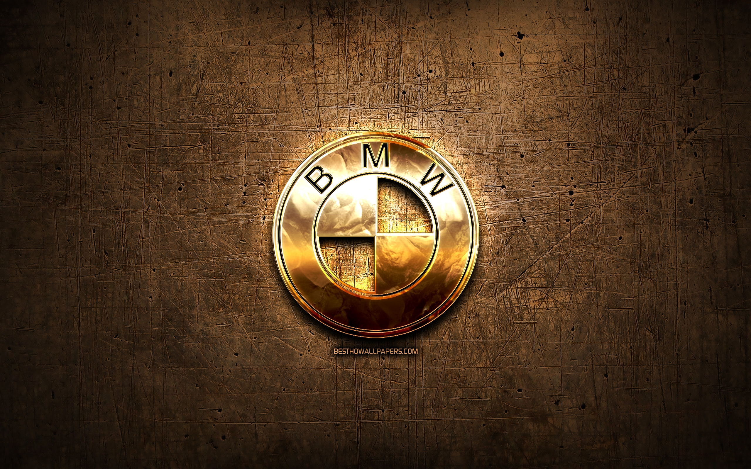 Bmw Golden Logo Cars Brands Artwork Brown Metal