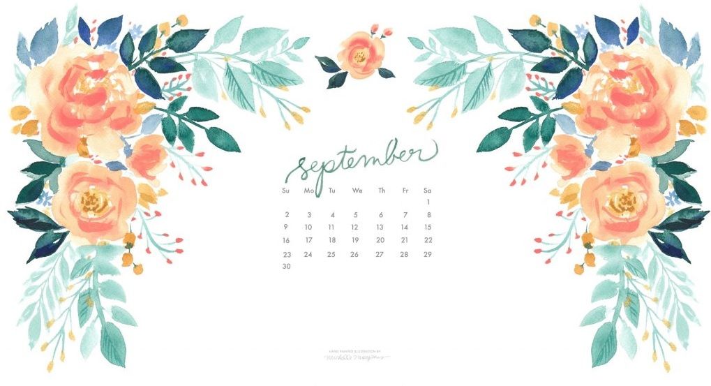 Floral September Calendar Wallpaper In