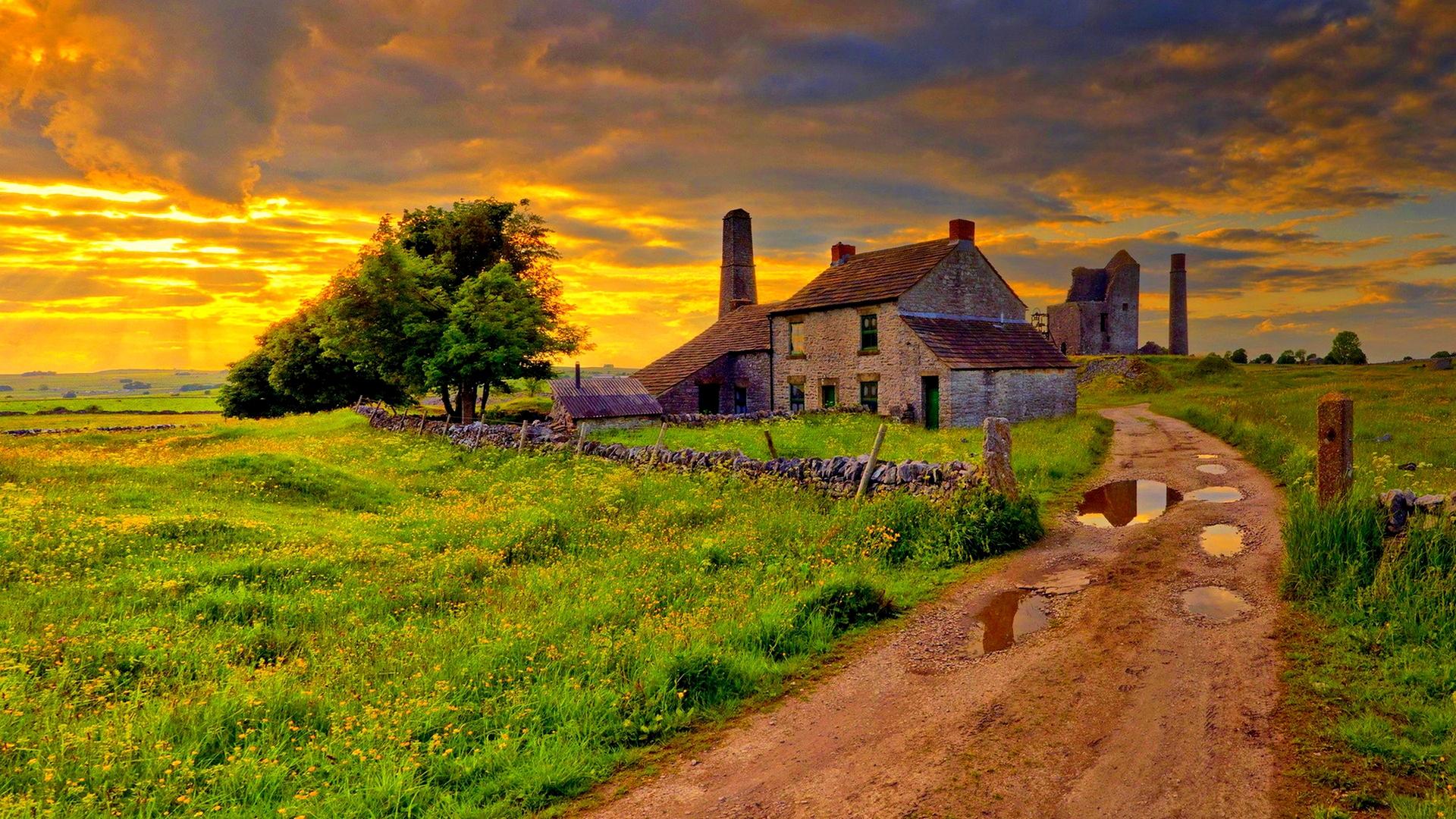 Old Farm After A Storm HDr HD Wallpaper