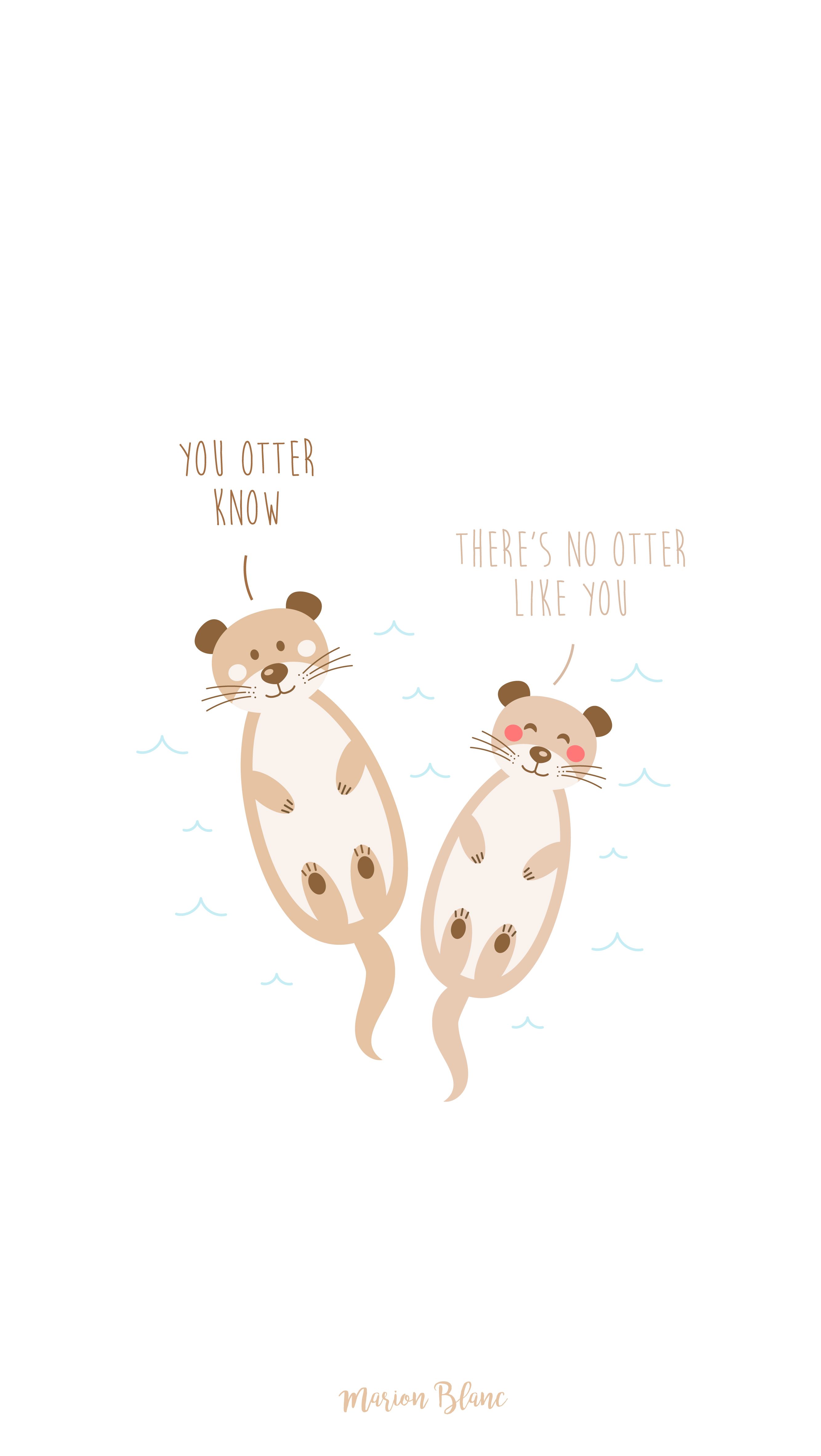 Otter Illustration Quote Marion Blanc Cute Cartoon Wallpaper