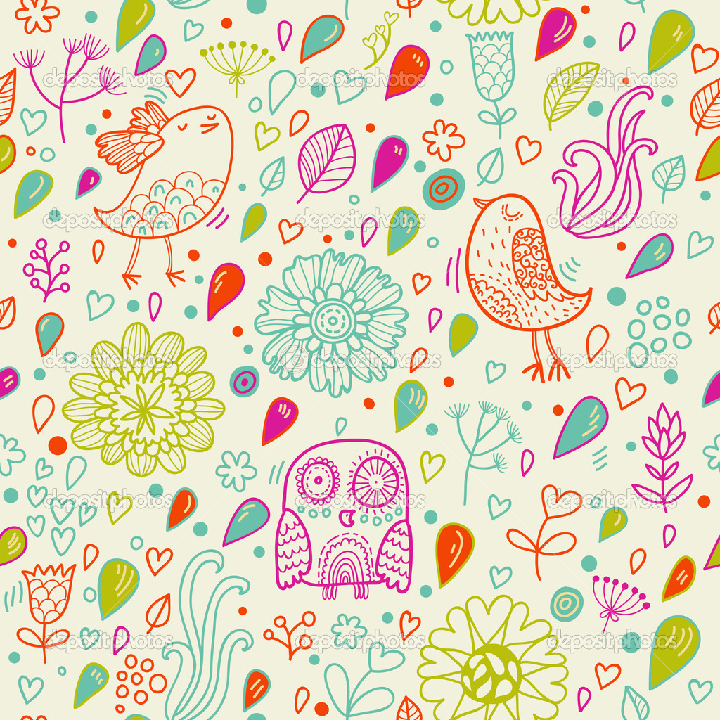 Vintage Bird Pattern Wallpaper Padro Sem Emenda