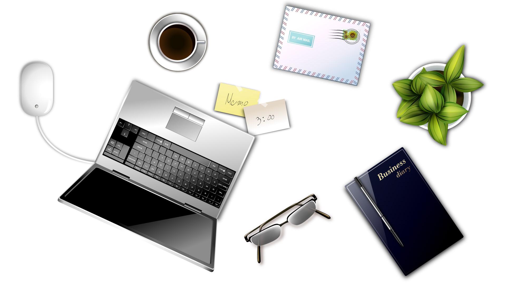 Office Supplies Desktop Design Widescreen And HD Background Wallpaper