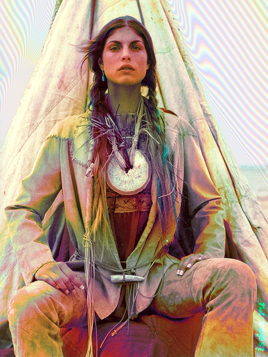 Category Animated Psychedelic Art Image Native American Girl