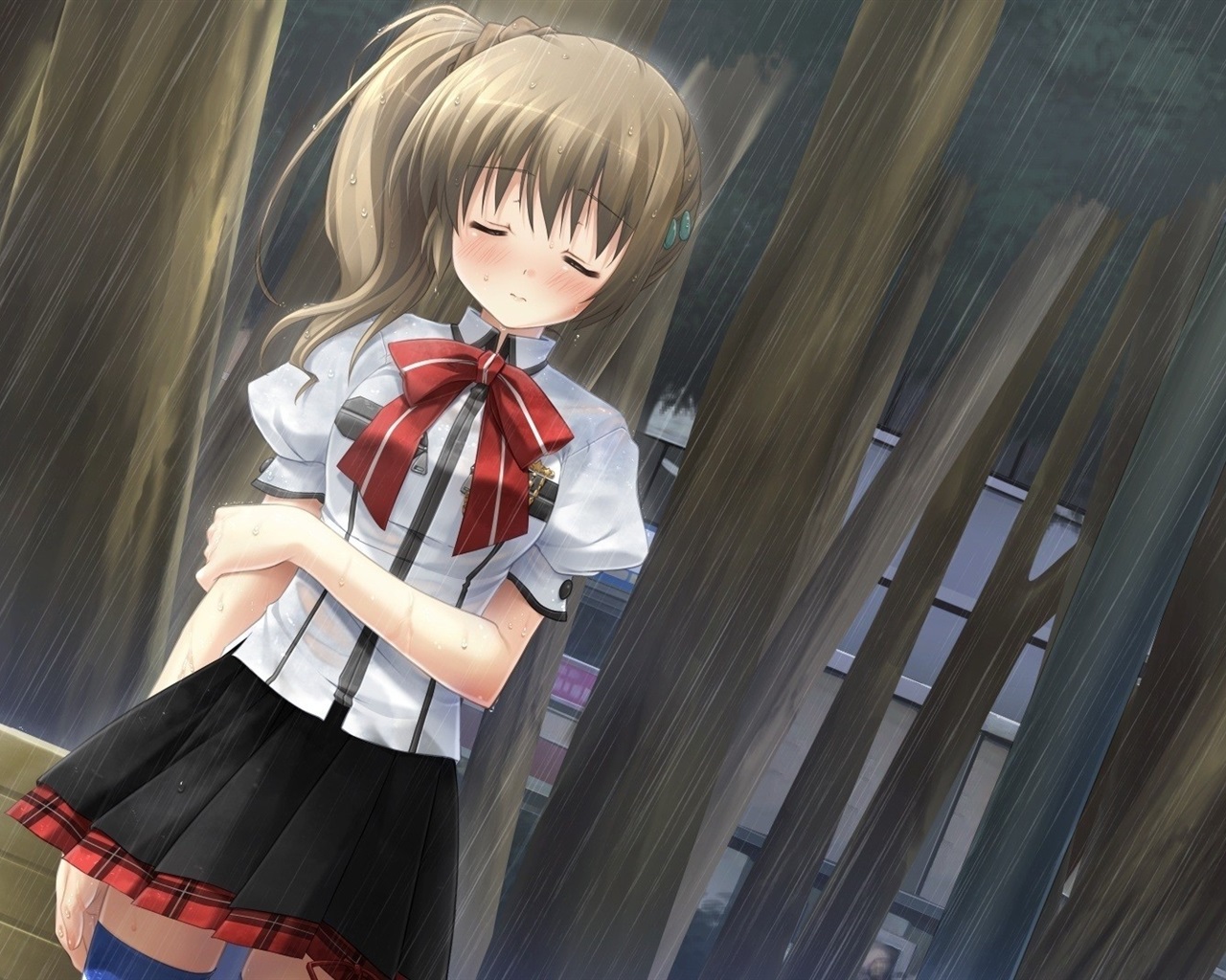 Wallpaper Anime Girl In Rain HD Background