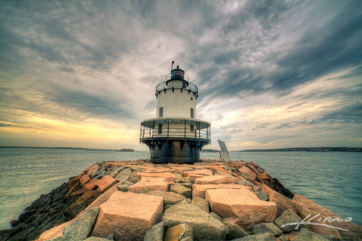 South Portland Maine At The Spring Point Ledge Lighthouse HDr