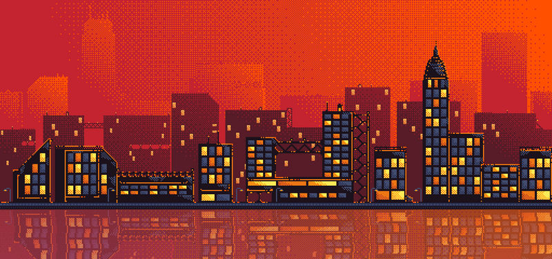 City Skyline Pixel Art By Dulcahn Dcatxrx Full Wallpaper