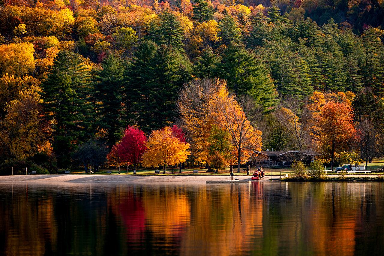 Wallpaper Usa Vermont Autumn Nature Parks Rivers Trees