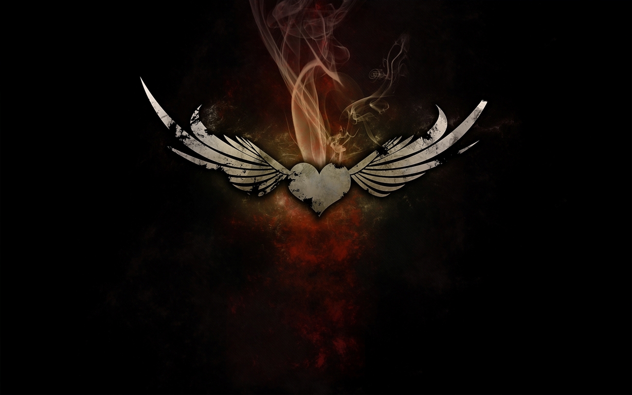 Smoking Heart With Wings Wallpaper