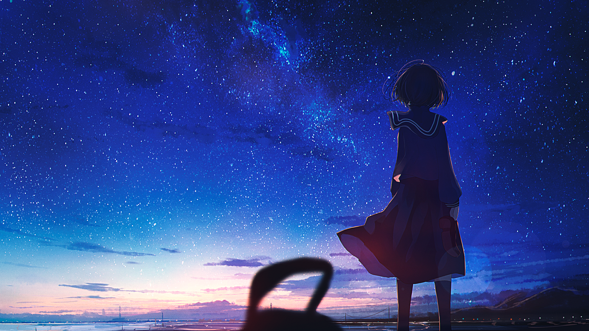 Wallpaper ID 150426 starry night anime girls anime sky
