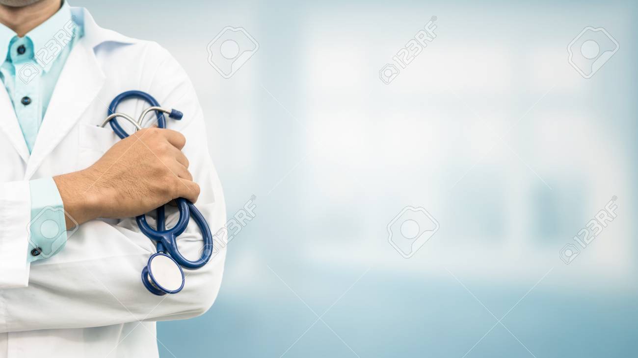 Doctor In Hospital Background With Copy Space Healthcare And