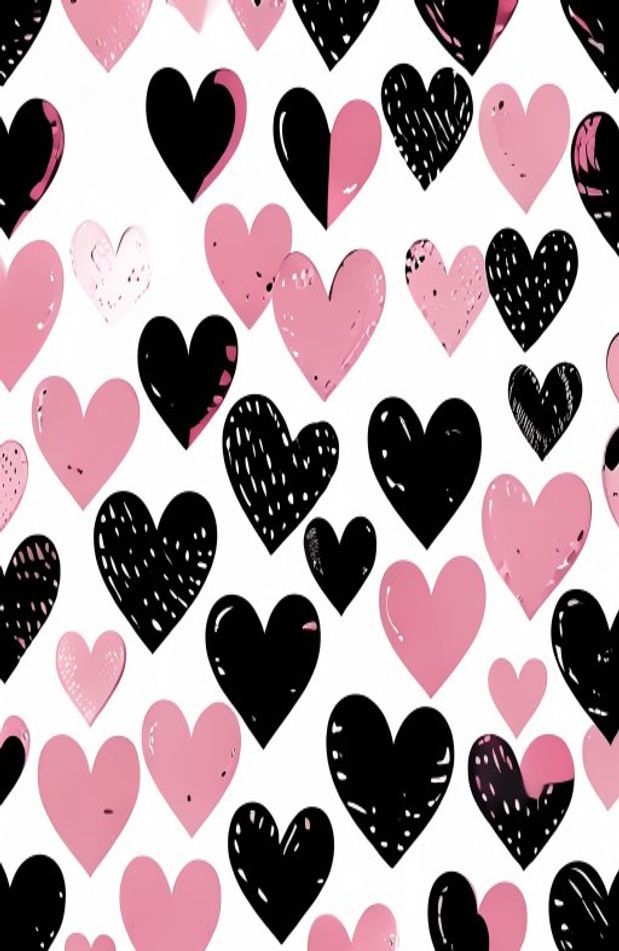 Pink And Black Heart Wallpaper