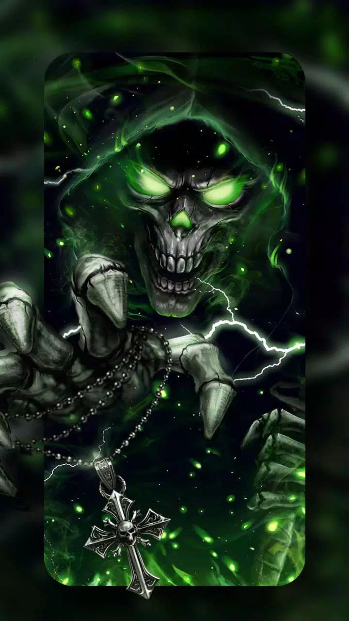 Green Flaming Skull Wallpaper