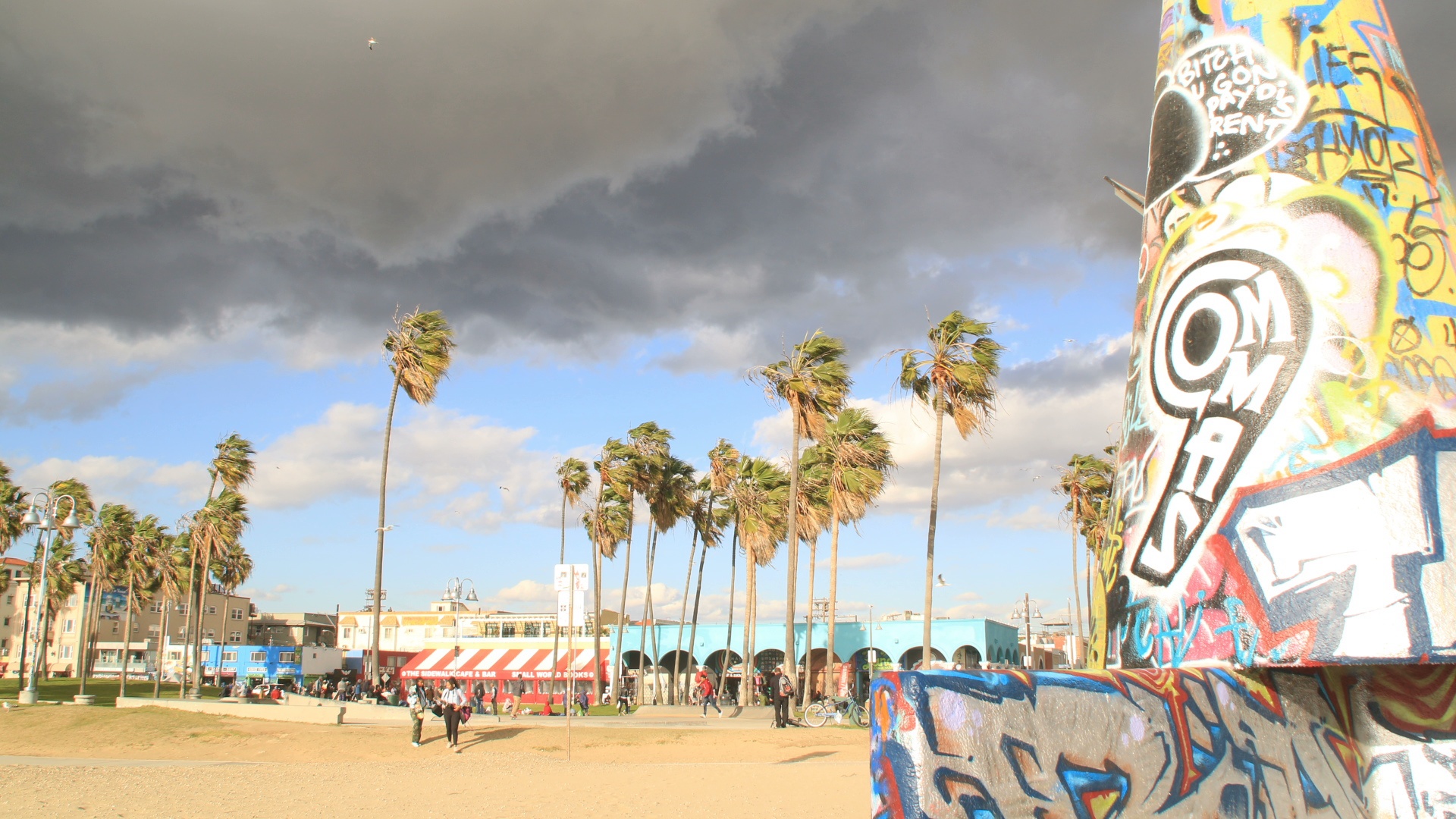 Venice Beach Art Work As Storm Moves In Timelapse Video