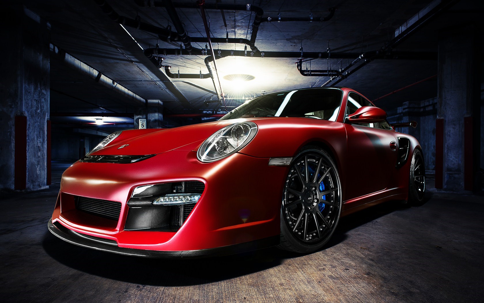 Porsche Turbo Red Car Garage Photo HD Wallpaper