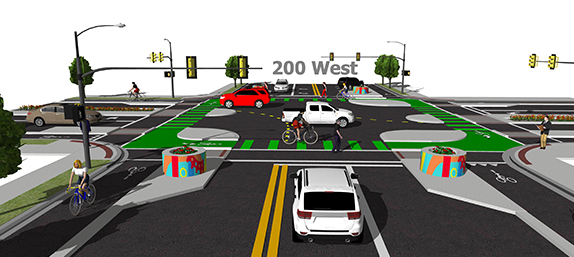 Salt Lake Citys planned protected bike intersection Courtesy SLC