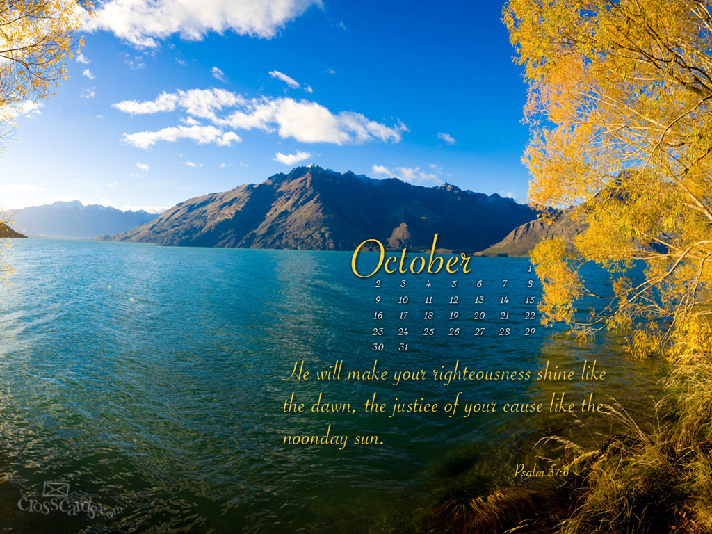 October Psalm Desktop Calendar Monthly Calendars