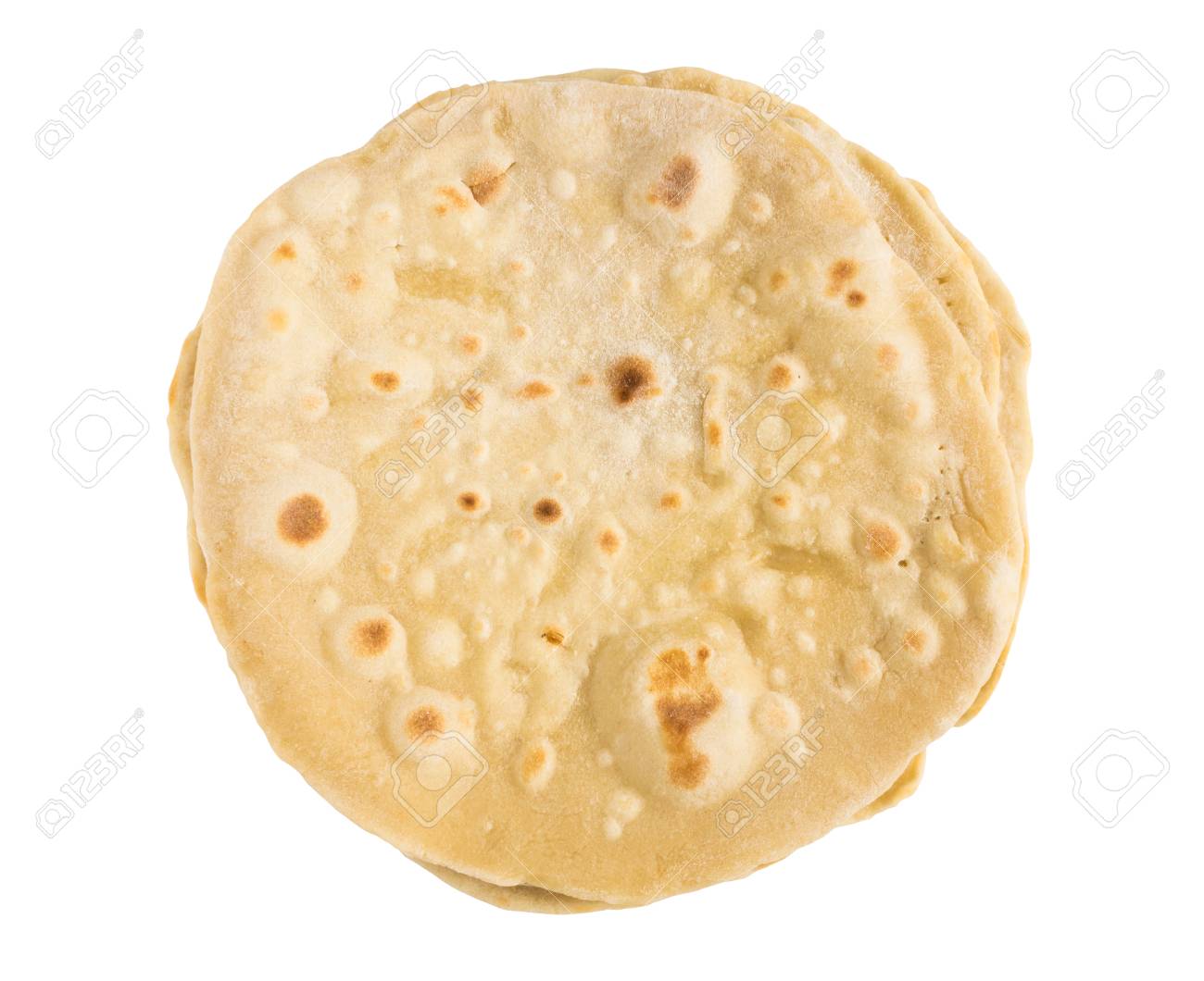 Plain Wheaten Flat Bread Isolated On White Background Top