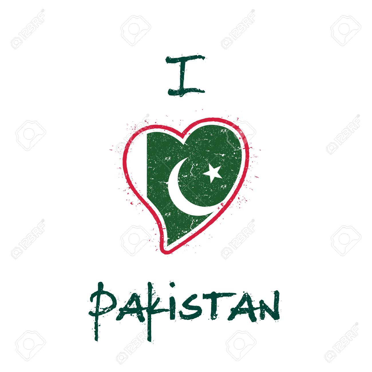 Pakistani Flag Patriotic T Shirt Design Heart Shaped National
