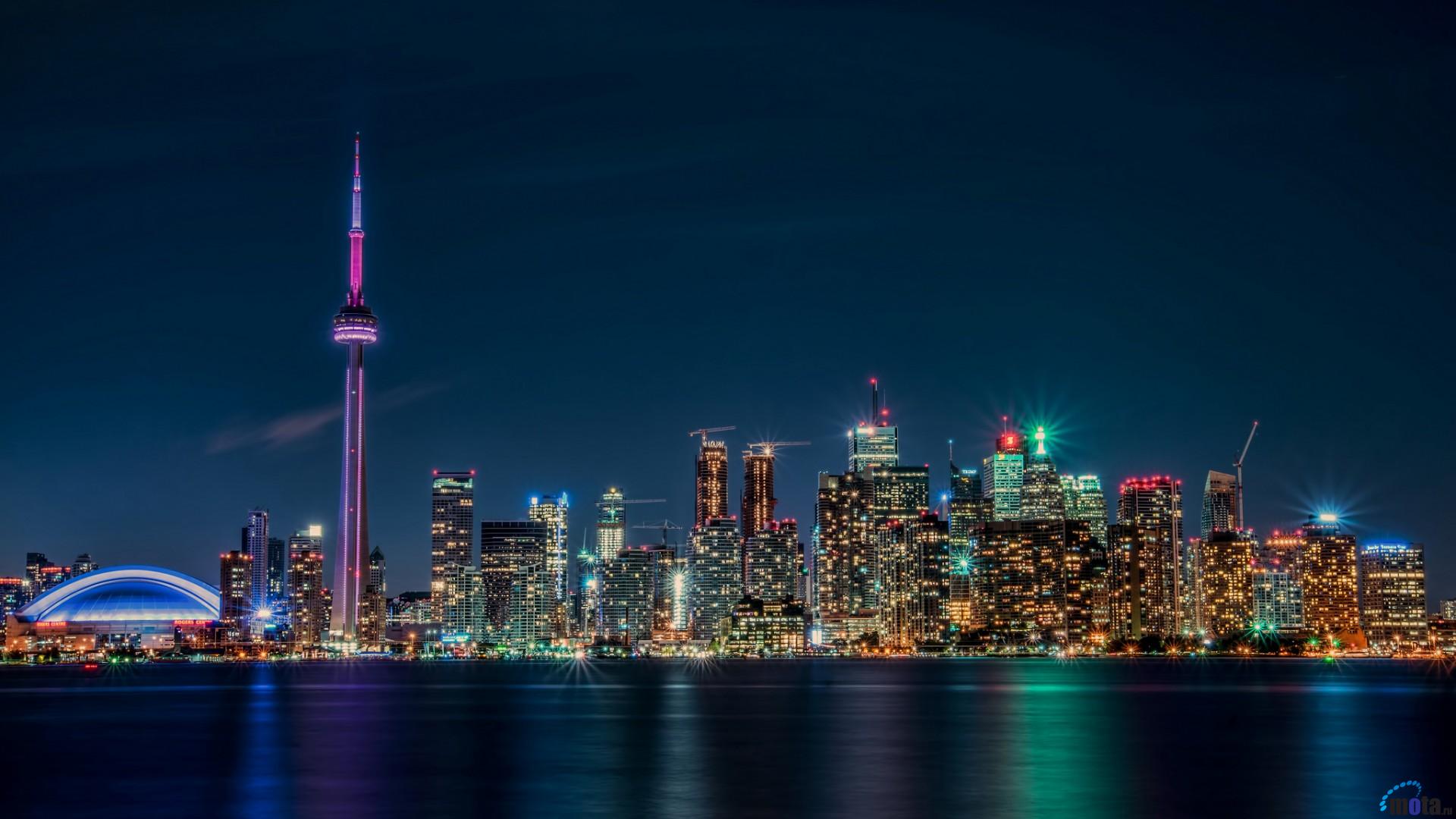 Free download Desktop wallpapers Night Toronto view from Lake Ontario