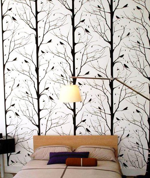 Blackbird Wallpaper In White Design By Cavern Home Burke Decor