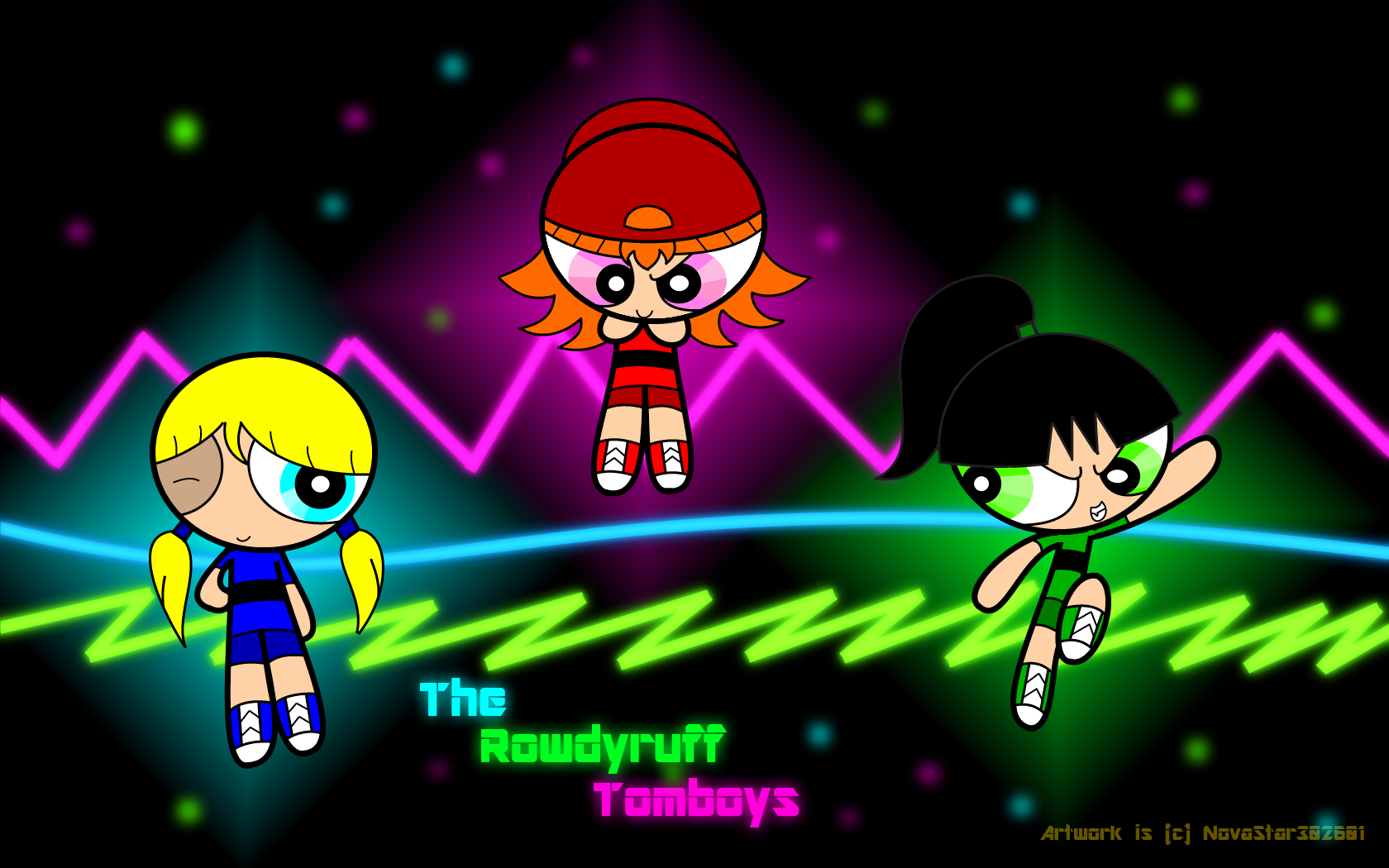 Hình nền nền Rowdyruff Tomboys – Mẫu hình nền này sẽ đưa bạn đến với thế giới của ba cô bé Tomboy đầy nghịch ngợm và đáng yêu được yêu thích trong loạt phim hoạt hình nổi tiếng The Powerpuff Girls.