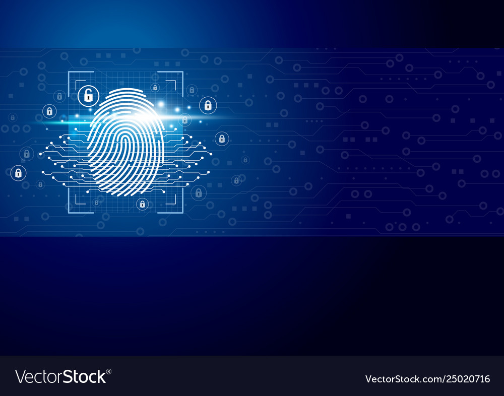 Digital Fingerprint Scanner With Technology Vector Image