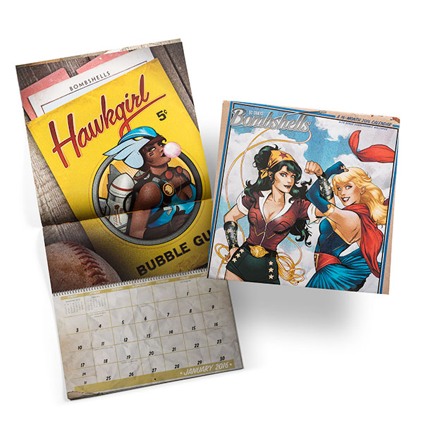 Month Dc Bombshells Wall Calendar Pinup Style Ladies Of The