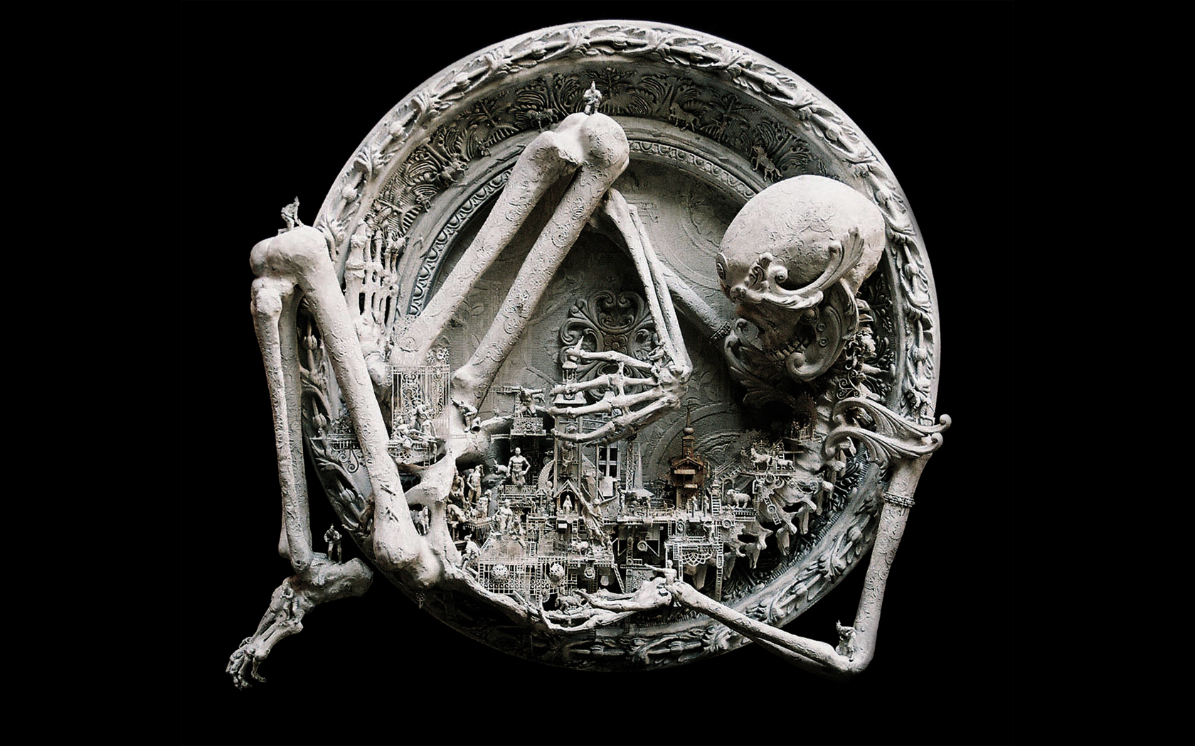 Beautiful Bones Skeletoncity Skull City Artwork HD Wallpaper