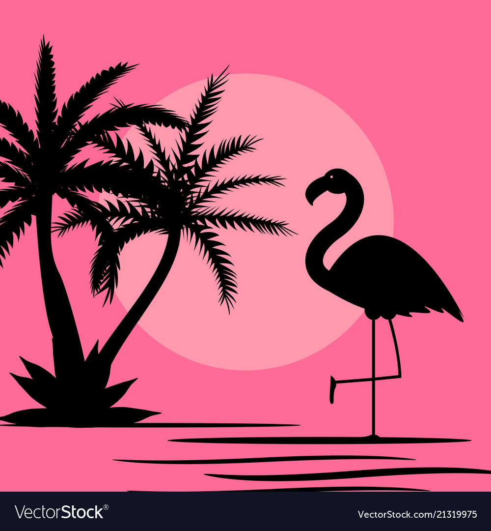 Cute Pink Flamingo Background Royalty Vector Image