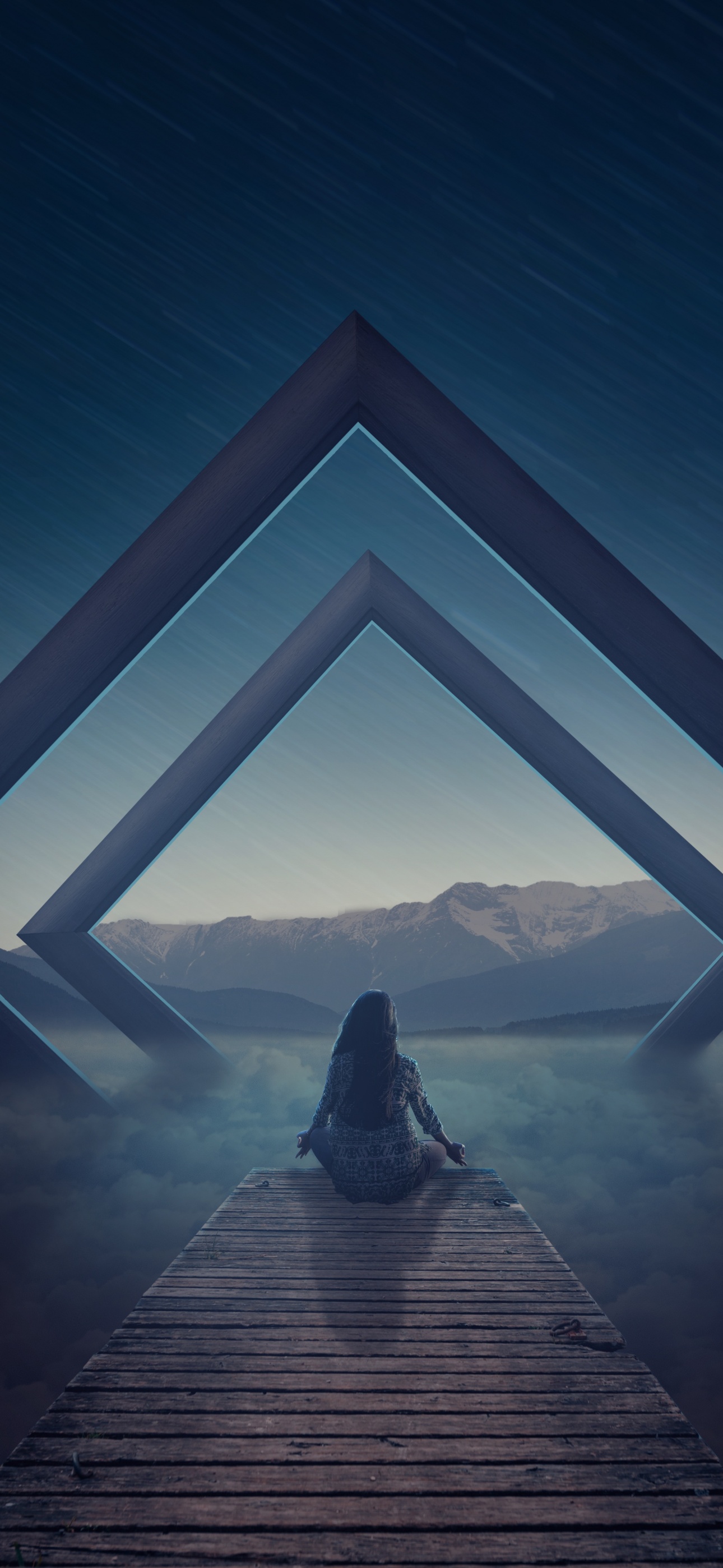 Alone Meditation Spiritual Landscape Evening Surreal Wallpaper
