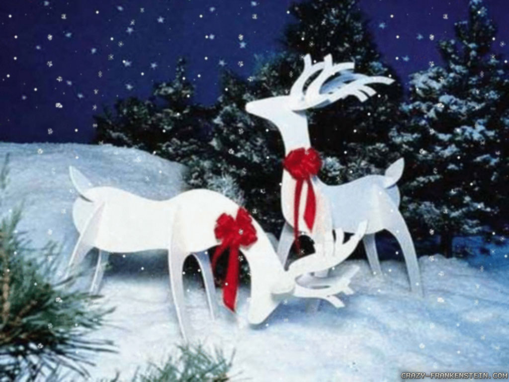 Christmas Reindeer Wallpaper White