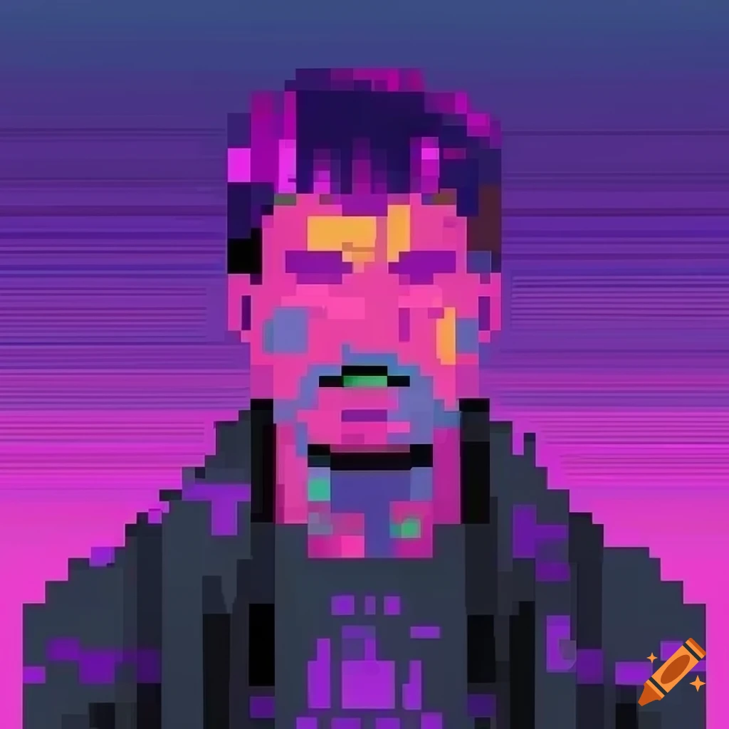 Pixel art portrait of a futuristic man on Craiyon