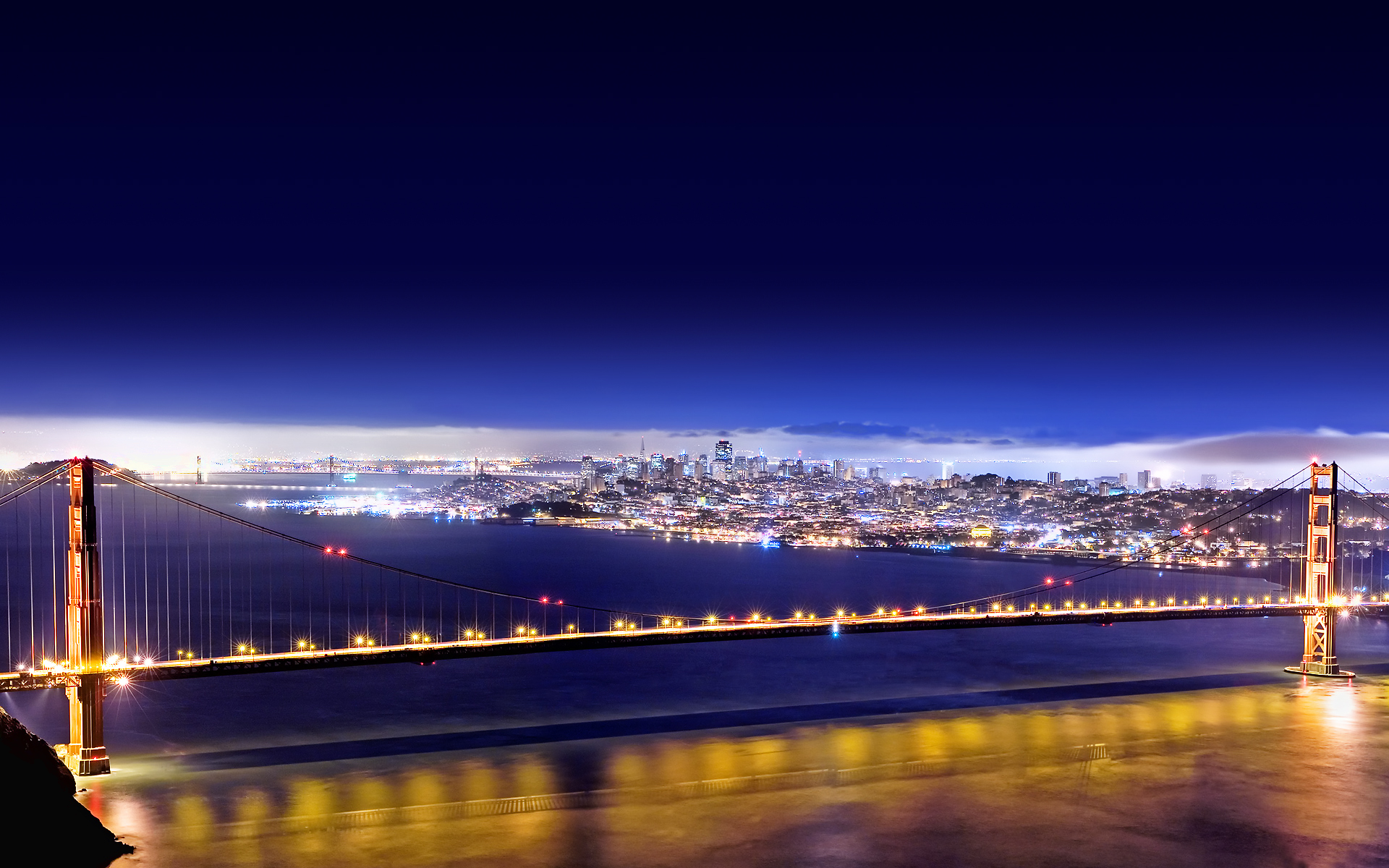 San Francisco Video Aerial Views Night Golden Gate Bridge