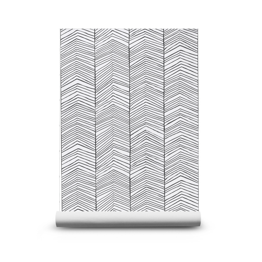 Wallpaper Herringbone Black White