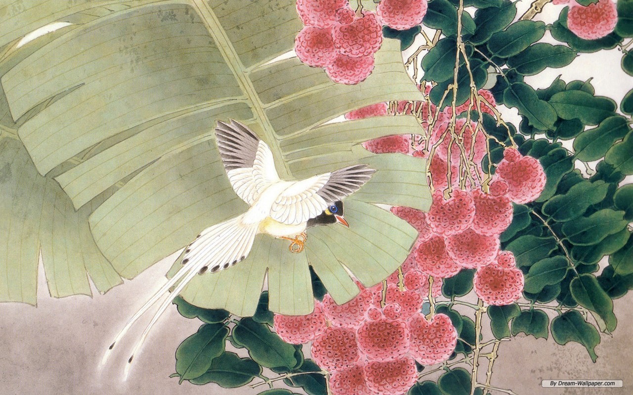 Wallpaper Art Flowers And Birds