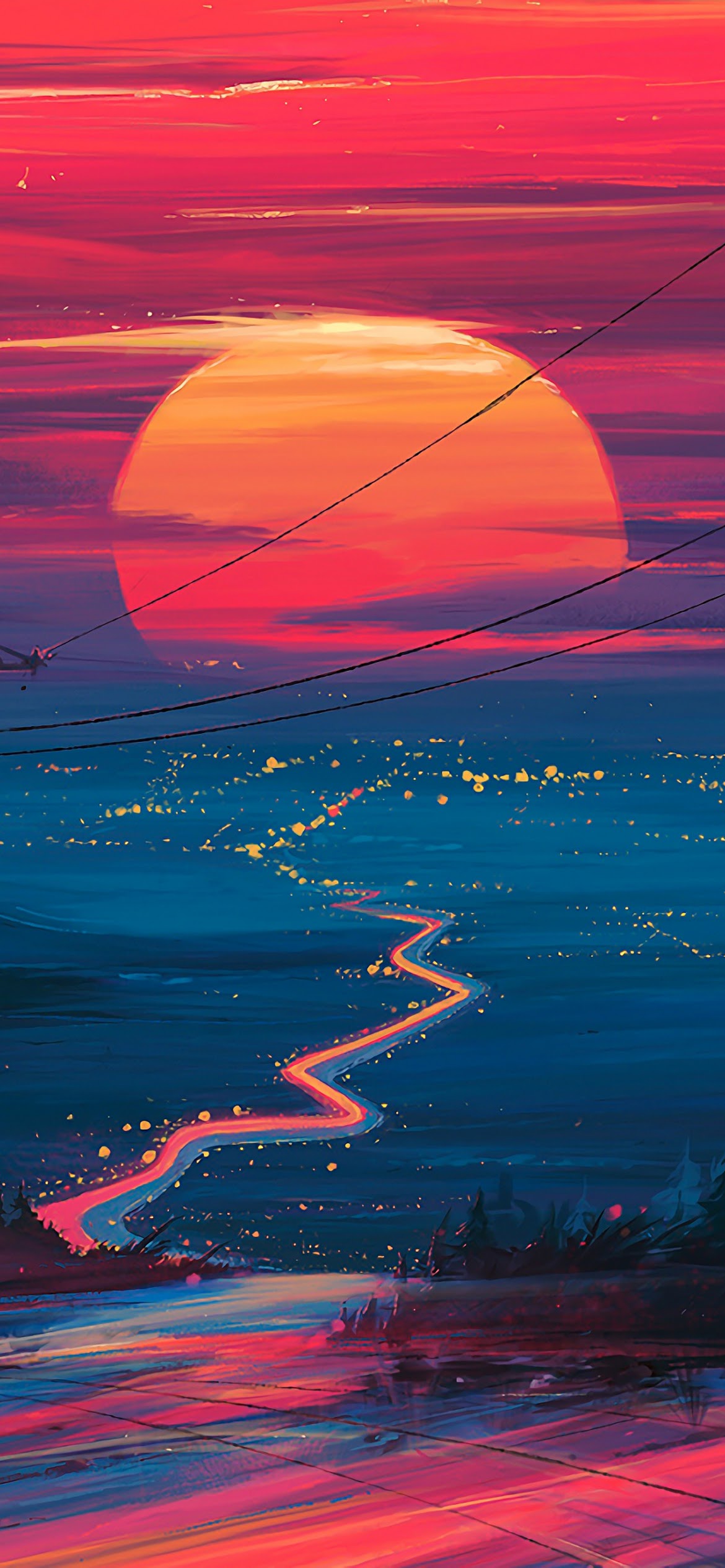 Sunset Horizon Scenery Landscape Art 4k Wallpaper