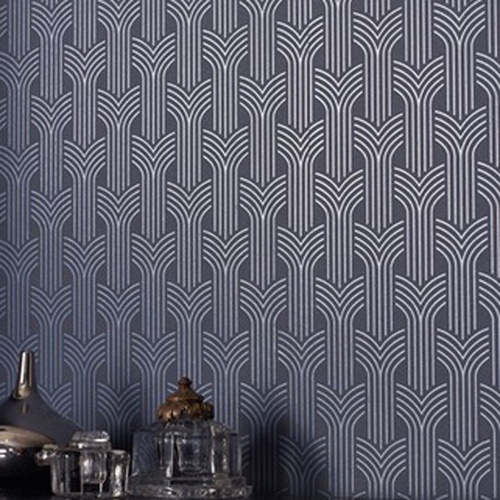  Metallic contemporary Retro Geometric patterned vinyl wallpaper eBay