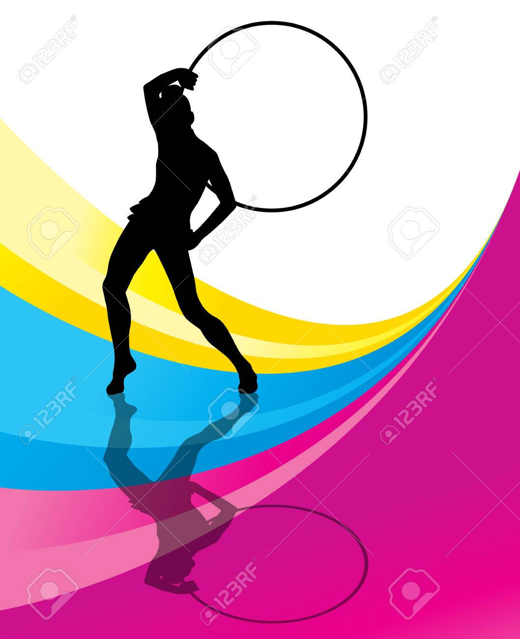 Rhythmic Gymnastic Background Woman With Hoop Ring Vector Royalty