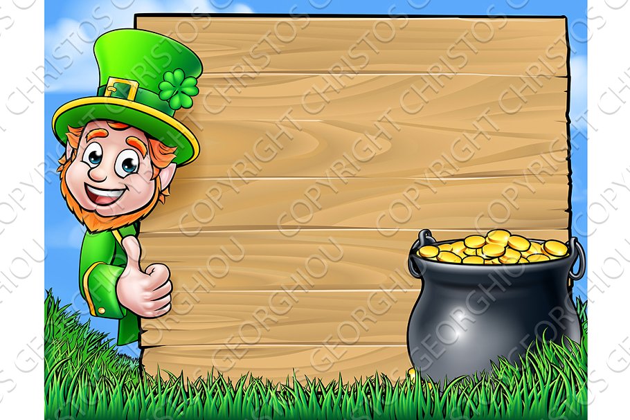 Cartoon Leprechaun St Patricks Day Background Sign Custom