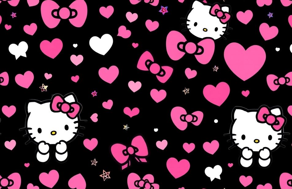 Hello Kitty Black And Pink Wallpaper